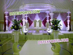 Mandap คริสตัลโลหะหกเสาสำหรับงานแต่งงาน,Mandap ดีไซน์ Mandap สำหรับงานแต่งงาน - Product Image 4