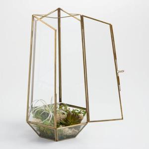 Terrario de cristal de Metal de latón antiguo, diseño Art Deco de alta calidad para el hogar, mesa, decoración de boda, precio al por mayor, India - Product Image 3