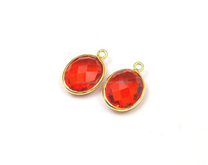 Pendentifs de collier tendance en pierre de quartz rouge, forme ovale 10x14mm, serti clos, en vermeil doré, connecteur à bélière unique, finition artisanale 10 - Product Image 1
