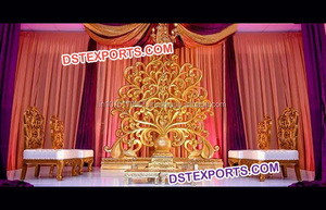 ออกแบบเส้นใยแบนฉากหลังกรอบที่สวยงามเส้นใยสีทองดอกไม้แผงหลังเวที - Product Image 5