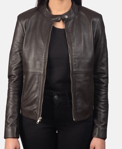 Chaqueta de Otoño Invierno para mujer personalizada de fábrica 100 por ciento de cuero de oveja ropa de moda abrigos de poliéster - Product Image 2