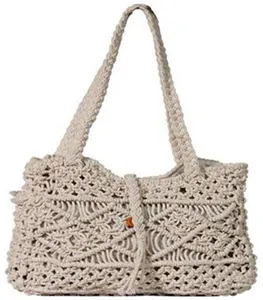 Bolsos de macramé de punto de alta calidad, bolso de hombro de ganchillo, gran oferta