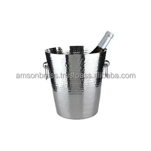 Round Shaped Bucket Indian Hand Hammered Decorative Ice Wine Cooler & Bucket High Quality Metal Wine Chiller