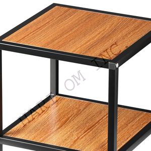 โต๊ะข้างโต๊ะน้ำชาทำจากไม้แข็งโต๊ะกาแฟทันสมัยฐานเหล็กเฟอร์นิเจอร์บ้านทนทาน - Product Image 2
