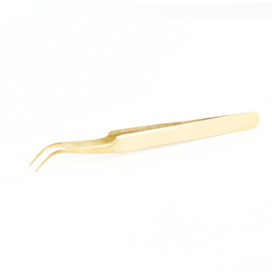 White Stainless Steel <b>Eyelash</b> Tweezers with Gold Tip for Volume Lash <b>Application</b> for <b>Eyelash</b> Extensions - Product Image 6