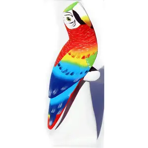 热带鹦鹉手工雕刻木材鸟雕像，木雕收藏品家居装饰，造像艺术厄瓜多尔出售