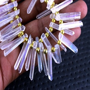 Natural Aura Quartz Gemstone Pencil Shape <b>Blue</b> Sparkling Star Effect Jewelry Making Collection Style Cut - Product Image 2