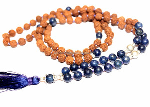 สร้อยคอ108ลูกปัดมาลาสำหรับทุกเพศสร้อยคอสไตล์ทางศาสนาของชาวพุทธพลอยไข่มุกรุทรักษะหลักหินอัญมณีสีนิลของขวัญสำหรับงานเลี้ยง - Product Image 2