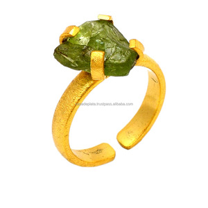 Bijoux élégants en argent sterling 925 Bague d'apatite brute Bagues en pierres précieuses plaquées or Grossiste Fabrication Casa De Plata - Product Image 4