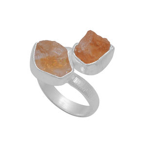 ชุดตัวเรือนสีเหลืองมะนาว925หยาบแหวนหินสองชิ้นเครื่องประดับแหวนแฟชั่นคลาสสิกสำหรับเป็นของขวัญงานเลี้ยงงานแต่งงานสำหรับทุกเพศ - Product Image 1