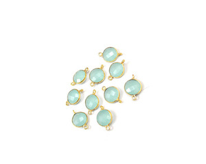 Conector Boho de Calcedonia Aqua Natural de 10mm con Baño de Oro de 18K, Gema de Nacimiento, Estilo Moderno para Toda Ocasión - Product Image 3
