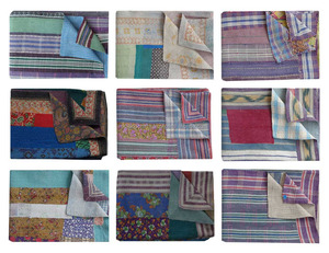 Recycled Sari Patchwork Vintage <b>Kantha</b> Embroidered <b>Throw</b> - Product Image 1