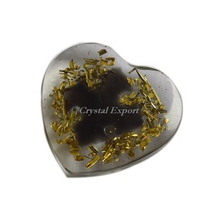 Flower Design on Crystal Quartz Orgone Heart - Product Image 1