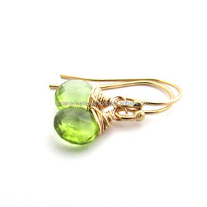 Peridoto-pendientes de plata de ley 925 con gema de cuarzo, joyería hecha a mano, oro, Vermeil - Product Image 1