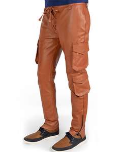 Pantalones Cargo Largos de Cuero Genuino de Pakistán Hechos a Medida para Hombre, Ajustados, Impermeables, Casuales de Invierno, Estilo Punk - Product Image 1