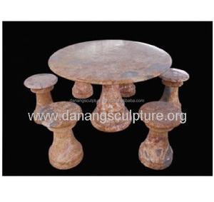 Muebles de piedra hechos a mano personalizados Mesas de piedra de jardín al aire libre y juego de mesa de centro Muebles de piedra de mármol - Product Image 3