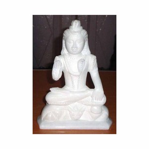Statues de Dieu Shiva en marbre blanc - Product Image 1
