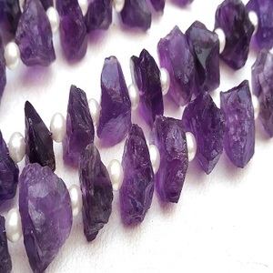 Gema de amatista azul Natural brillante, 35 piezas, taladro central sin tratamiento, joyería rugosa - Product Image 4