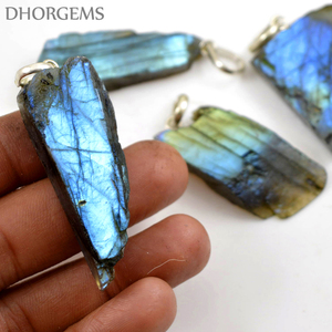 Pendentif Labradorite feu bleu pierre précieuse naturelle tranche gros Lot de spécimen minéral Labradorite - Product Image 6
