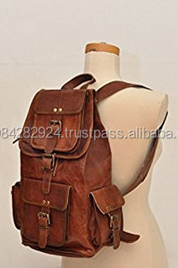 Nueva Mochila de cuero de estilo Vintage genuino, mochila escolar de moda/bolso de camping con forro de algodón, bolso de hombro - Product Image 5