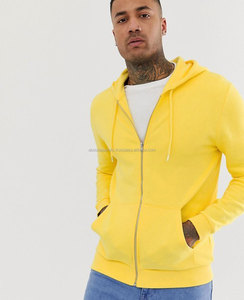 Sudaderas con Capucha Lisas al por Mayor para Hombre, Personalizadas, Nuevo Diseño Elegante con Cremallera en Amarillo, Sudaderas con Capucha Transpirables con Cremallera - Product Image 1