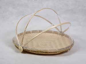 Cesta de Frutas de Bambú Natural Ecológica y Económica con Tapa de Malla para Protección de Alimentos, Hecha en Vietnam - Product Image 4