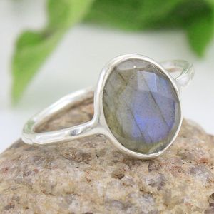 Anillo de Plata de Ley 925 con gema labradorita cortada, joyería hecha a mano con aspecto Simple, venta al por mayor - Product Image 2