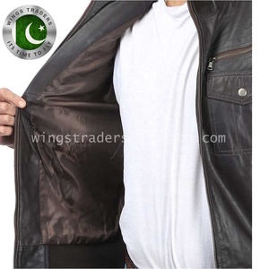 ที่มีคุณภาพสูงที่ดีที่สุดราคาขายส่งผู้ชายแจ็คเก็ตหนังสีดำ - Product Image 6