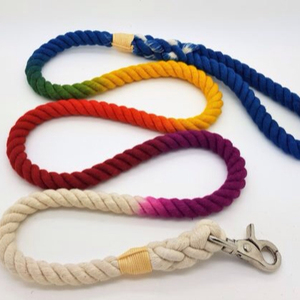 Correa de perro de cuerda de color natural hecha a mano completa para pasear al perro, ajustable - Product Image 1