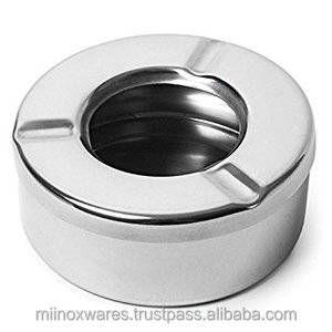 Cendrier de bureau portable MIINOX MW-ASTY en acier inoxydable rond avec design minimaliste pour la maison et la voiture - Product Image 2