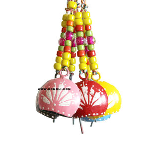 Pièces de carillon éolien de style suisse peintes à la main Fournitures d'artisanat pour carillons de porte de bricolage | Composants décoratifs de cloche d'Inde - Product Image 2