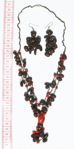 Conjunto de joyería con cuentas peruanas hechas a mano de estilo étnico collar y pendiente de grano de café para regalos - Product Image 2