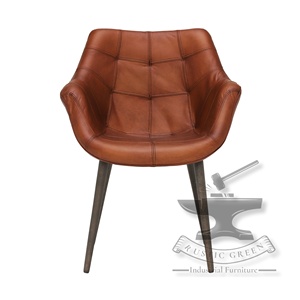 Vintage cuero y madera acento Silla de comedor - Product Image 2