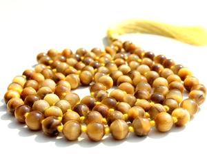 Collier Mala tibétain en pierre semi-précieuse œil de tigre de haute qualité, perles de 6 mm, entretoises argentées, fait à la main par un artiste indien - Product Image 1