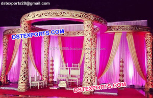 Mandap DE BODA dorado exclusivo, conjunto de mandril de fibra tallada, hermoso, boda dorada - Product Image 5