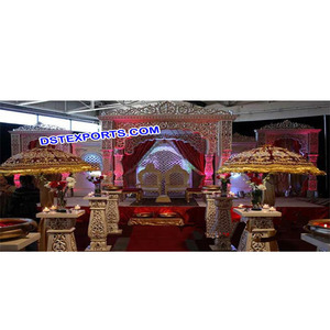 ไฟเบอร์แกะสลัก Mandap แบบดั้งเดิม Jodha Akbar Mandap ชุดอินเดียสไตล์เส้นใยแกะสลัก Mandap - Product Image 1