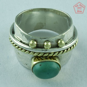 แหวนพลอยเทอร์ควอยซ์ธรรมชาติเครื่องประดับเงินสเตอร์ลิง925ขนาดใดก็ได้ - Product Image 1
