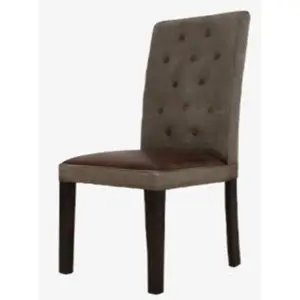 Top Selling Premium Quality Modern Canvas Genuine Leather High Back Dining Chair with Wooden Legs for Home Hotel & Restaurant
