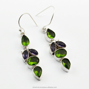 Unique 925 Sterling Silver Green <b>Peridot</b> Gemstone Handmade <b>Earrings</b> 925 Silver Vintage Dangle <b>Earrings</b> Jewelry ODM OEM - Product Image 2