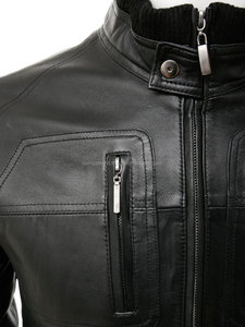 Blouson de motard en cuir sexy pour hommes, de haute qualité, avec fermeture éclair, design personnalisé, à la mode, noir, - Product Image 2
