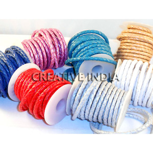 High Quality Grey Metallic 4mm Bolo <b>Braided</b> Leather Cords for DIY Craft Jewelry & <b>Accessories</b> at Wholesale Price - Product Image 4
