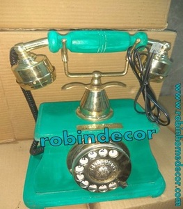Teléfono giratorio de estilo victoriano de madera de latón antiguo Vinta decoración del hogar coleccionable - Product Image 2