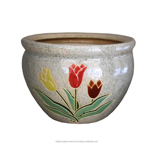 Macetas Redondas de Cerámica Esmaltada Azul, Juego Versátil para Decoración del Hogar, Jardín, Oficina y Hotel, Varios Tamaños Disponibles - Product Image 2