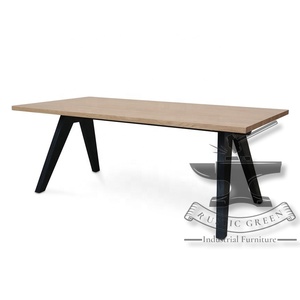 Mesa de comedor con patas de hierro y madera de acacia de diseño industrial moderno para sala de estar, nuevo estilo industrial - Product Image 1