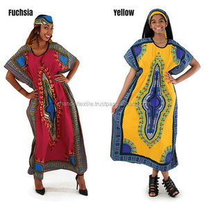 Caftán Dashiki africano 100% algodón. Vestido caftán elástico con estampado Dashiki tradicional para mujer, caftán largo - Product Image 4