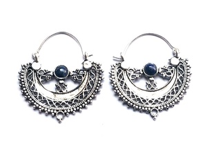 การออกแบบที่สวยงามเงินห่วงต่างหู Lapis ธรรมชาติต่างหูห่วงเผ่าต่างหู - Product Image 2