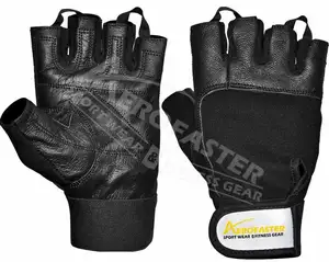 Gants de course demi-doigts en cuir véritable Fitness Gym Utilisation pour l'haltérophilie - Product Image 1