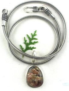 สเตอร์ลิงเงินผสมรูปร่างธรรมชาติแจสเปอร์ Bronzite เลือดหินพลอยงูโซ่จี้เสน่ห์ - Product Image 5