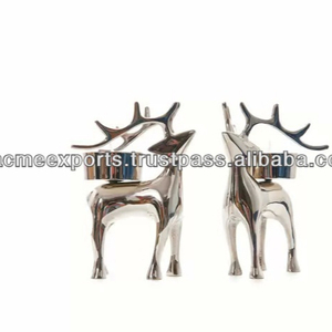 Majestic Silver Reindeer Candelabra 7-Light Menorah Holiday Decor Tabletop Accent Centerpiece Festive Elegance - Product Image 2