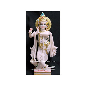 White Makrana Marble Krishna Statue - Product Image 1
